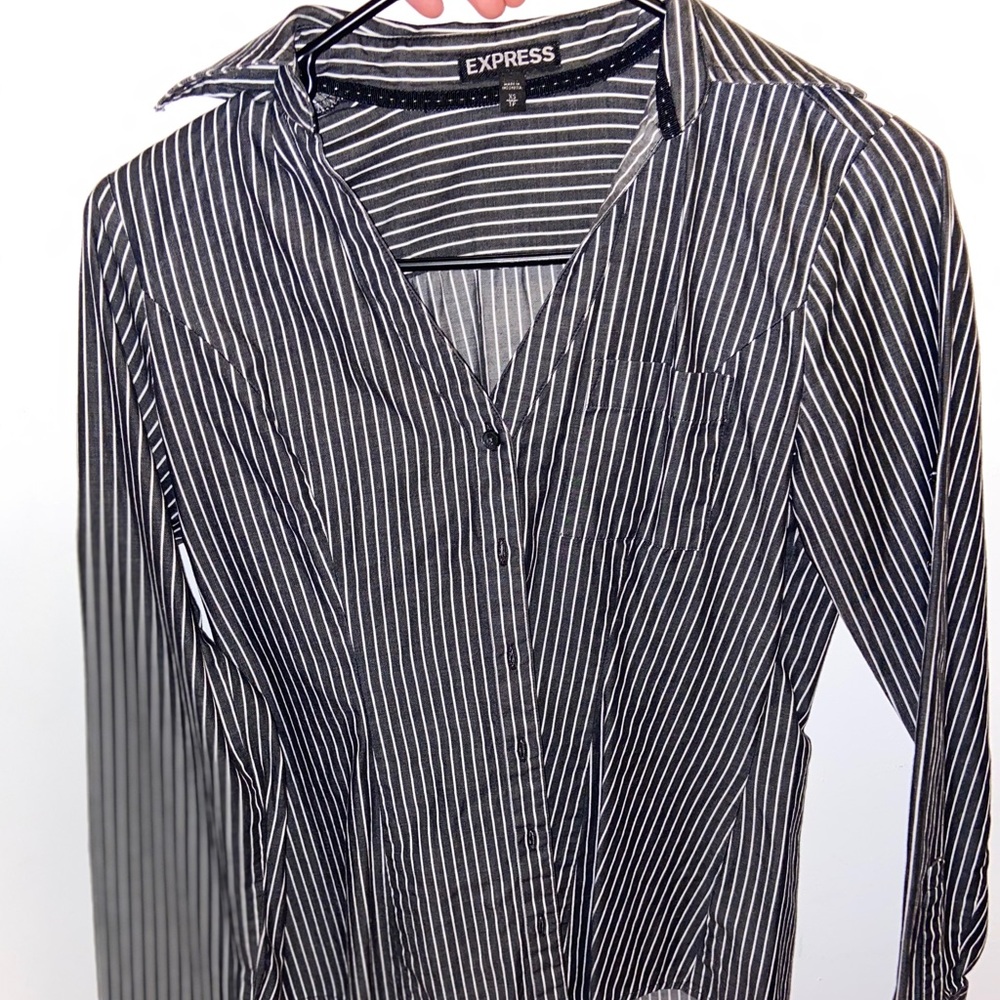 black and white button up